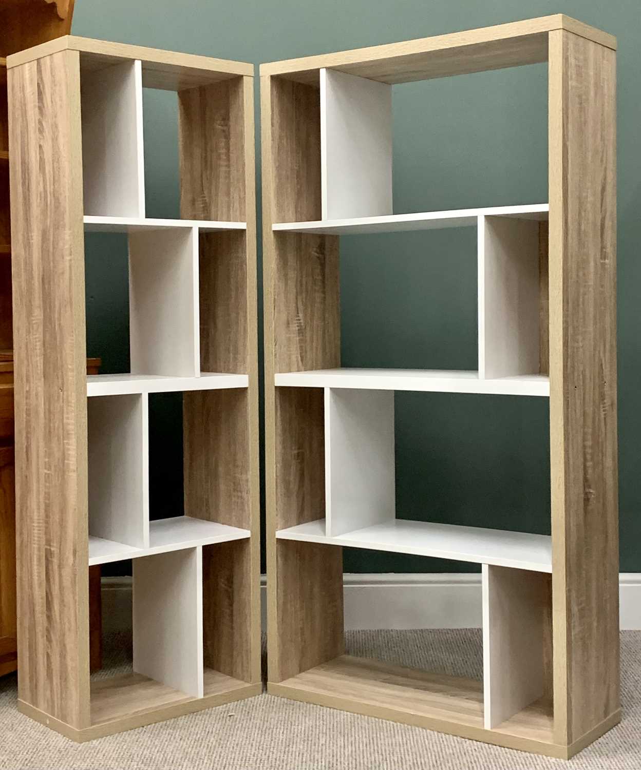 MODERN PINE DRESSER - 183cms H, 113cms W, 43cms D and TWO MULTI-SHELVED ROOM DIVIDERS - 156cms H, - Image 3 of 5