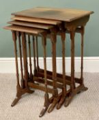 REGENCY MAHOGANY STYLE QUARTETTO OF SIDE TABLES - 70cms H, 56cms W, 38cms D (the largest)