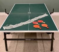 KETTLER HKS SELECTION FOLD-UP TABLETENNIS TABLE - on castors, with net and four various bats,