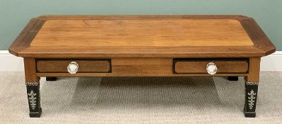 LARGE REPRODUCTION EMPIRE STYLE COFFEE TABLE - the cleated top with canted corners having two