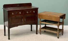 VINTAGE RAILBACK SIDEBOARD - having two drawers over two cupboard doors and a similar era TEA
