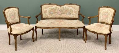 DRAWING ROOM SUITE - reproduction with tapestry style upholstery, comprising two seater sofa,