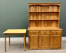 REPRODUCTION PINE KITCHEN DRESSER - having a two shelf rack over a base section of three opening