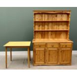 REPRODUCTION PINE KITCHEN DRESSER - having a two shelf rack over a base section of three opening