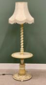 SUBSTANTIAL TWIST & CARVED COLUMN FRENCH STYLE PAINTED STANDARD LAMP & SHADE - having a near central