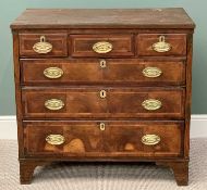 ANTIQUE & LATER CROSSBANDED MAHOGANY CHEST - of three short over three long drawers, all having
