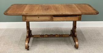 GOOD QUALITY REGENCY MAHOGANY & CROSSBANDED ROSEWOOD SOFA/LIBRARY TABLE - twin flap having curved