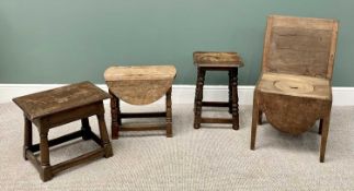 VINTAGE OAK OCCASIONAL FURNITURE (4) - to include a twin flap twist top table on turned and block