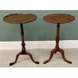 TWO OCCASIONAL MAHOGANY TRIPOD SIDE TABLES - to include a shaped top example on a turned reeded