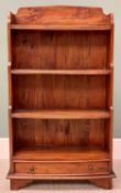 REPRODUCTION MAHOGANY WATERFALL TYPE BOOKCASE - with lower bow fronted drawer, 112cms H, 63cms W,