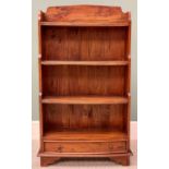 REPRODUCTION MAHOGANY WATERFALL TYPE BOOKCASE - with lower bow fronted drawer, 112cms H, 63cms W,