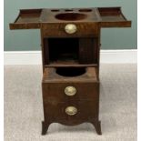 GEORGIAN MAHOGANY NIGHT CABINET - having a twin lidded opening top to reveal washbowl and other