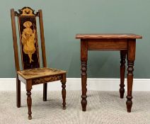 CIRCA 1900 ARTS & CRAFTS STYLE NURSING CHAIR - having stained stencil type details, the back panel