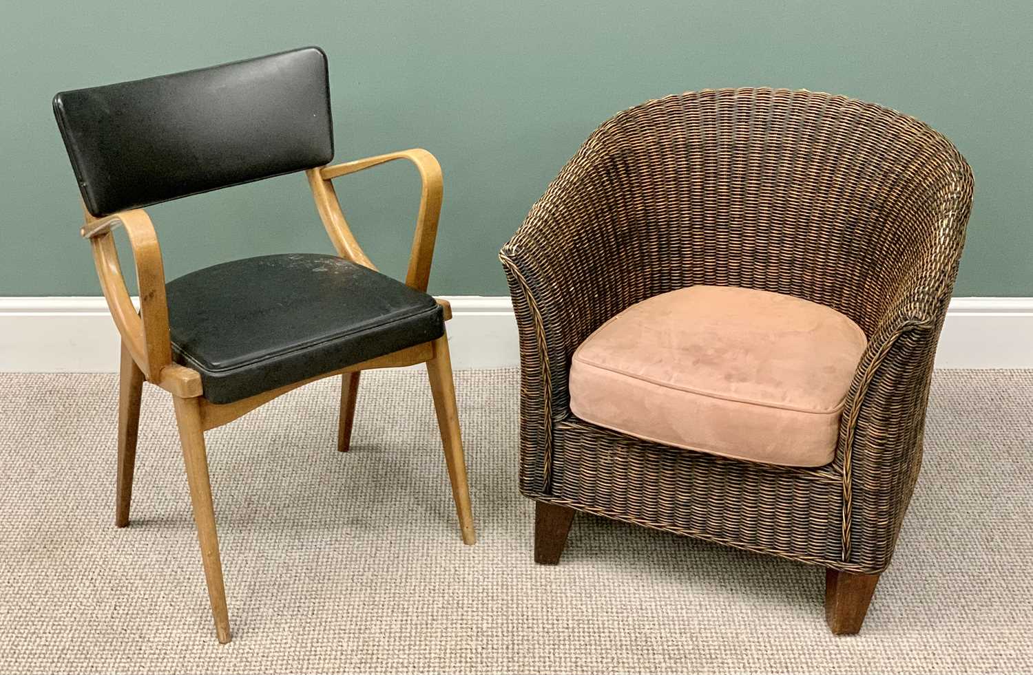 VINTAGE TYPE CHAIRS (2) - to include a bentwood style office type armchair, the curved back and seat