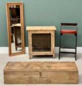 MIXED VINTAGE & LATER FURNITURE PARCEL (4) - to include a vintage stripped pine and wire mesh food