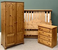MODERN PINE BEDROOM FURNITURE - comprising two door wardrobe, 181cms H, 86cms W, 54cms D, four