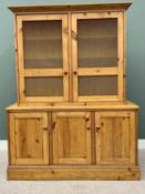 ANTIQUE STYLE SUBSTANTIAL REPRODUCTION PINE FOOD CUPBOARD - the top section with twin metal mesh