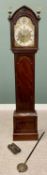 THOMAS WISNALL, LONDON, MAHOGANY LONGCASE CLOCK - circa 1830, 16.25x12ins arched brass dial, the