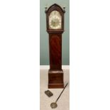 THOMAS WISNALL, LONDON, MAHOGANY LONGCASE CLOCK - circa 1830, 16.25x12ins arched brass dial, the