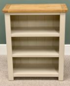 ULTRA-MODERN GREY PAINTED OAK TOPPED BOOKCASE - 88cms H, 70cms W, 30cms D