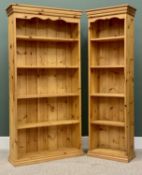 MODERN PINE BOOKCASES (2) - 183cms H, 92cms W, 28cms D (the largest)
