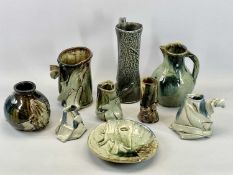STUDIO POTTERY - a collection, some marked including vase, 34cms H, jug, 24cms H, circular dish,