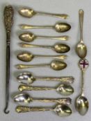 GOLFING INTEREST & OTHER HALLMARKED SILVER & EPNS TEASPOONS ETC - lot includes four heavy gauge