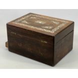 REGENCY ROSEWOOD LADY'S WORKBOX - with mother of pearl scrolled inlay, the plush lined interior