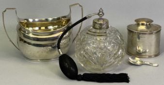 HALLMARKED SILVER, 4 ITEMS - to include a neat oval tea caddy with hinged lid, Birmingham 1922,