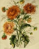 JOHN RAYNOR 1973 watercolour - orange flowers, signed and dated lower right, 47 x 34cms and