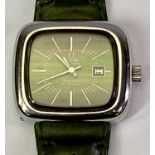 LADY'S OMEGA GENEVE DYNAMIC AUTOMATIC WRISTWATCH - calendar day window to a green dial set with