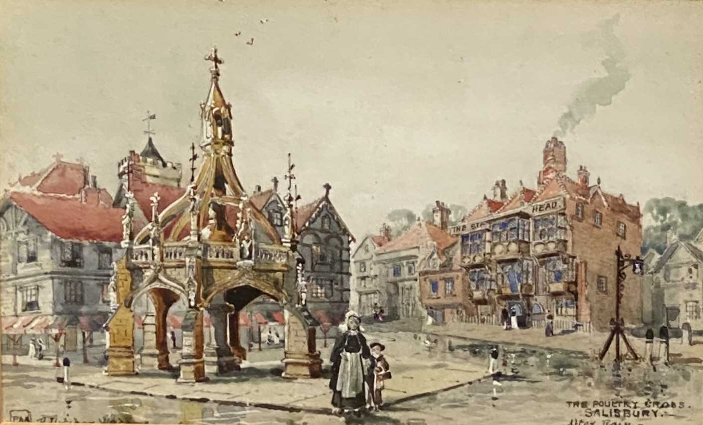 P FLETCHER WATSON watercolours, a pair - titled 'The Poultry Cross' and 'The Old Market House, - Image 2 of 3