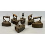 VICTORIAN BOX IRONS (6) - with turned wood handles and all having original cast iron slugs