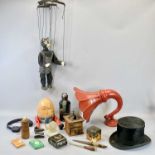 KIRSOP & SON GLASGOW VINTAGE FELT TOP HAT, wooden coffee grinder with metal fittings, a vintage