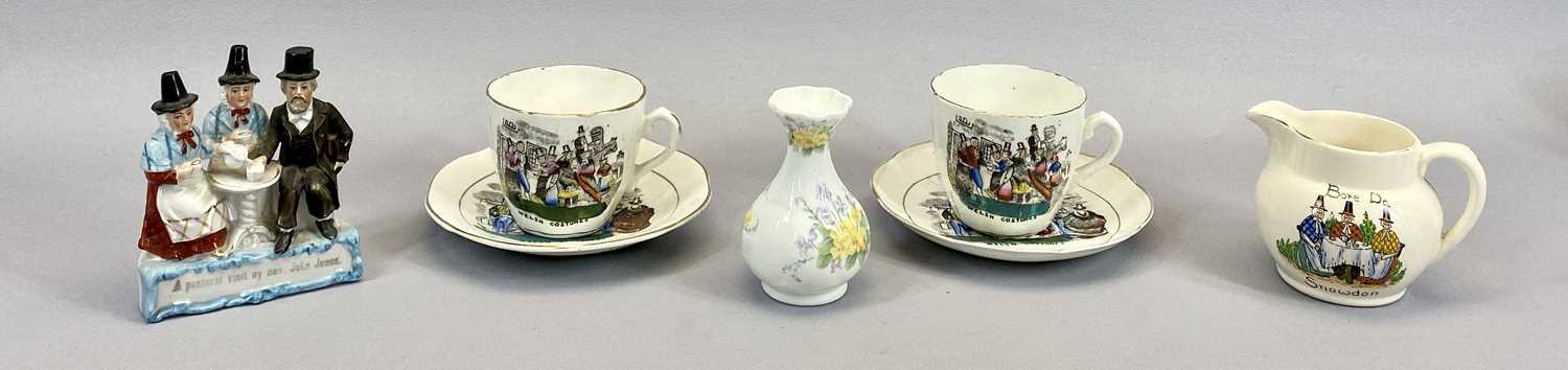 A LONGPARK TORQUAY EARTHENWARE 4 PIECE TEA SERVICE - painted with crocus, teapot 11cms H, china - Image 3 of 7