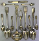 SILVER & EPNS SPOONS ETC - to include seven various hallmarked silver spoons, Exeter, Sheffield