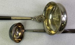 LARGE WILLIAM IV SILVER TODDY LADLE and a smaller unmarked white metal example, the silver ladle