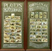 PLAYERS CIGARETTE CARDS - two framed glazed 1930s sets, British Animals and British Birds,