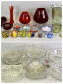 GLASS PAPERWEIGHTS, various, green and gilt glass lemonade set, a vintage Horlicks mixer, various