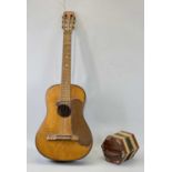 ACCOUSTIC GUITAR - 1940s/50s, 94cms and a similar aged 20 button concertina