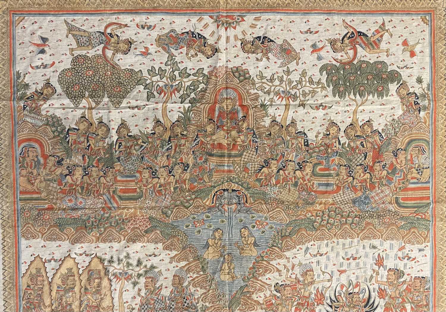 KAMASAN polychrome painting, large and detailed - Bali, mid-20th century or earlier, depicting a