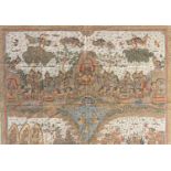 KAMASAN polychrome painting, large and detailed - Bali, mid-20th century or earlier, depicting a