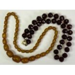 NATURAL BUTTERSCOTCH AMBER NECKLACE with twist clasp together with a honey coloured, facet cut,
