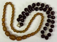 NATURAL BUTTERSCOTCH AMBER NECKLACE with twist clasp together with a honey coloured, facet cut,