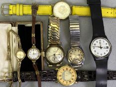 VINTAGE & LATER WRISTWATCHES (7) to include a 9ct gold herringbone bracelet Rotary wristwatch, 14.