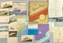 WHITE STAR LINE EPHEMERA - 1930s including RMS Samaria menus, postcards of RMS Queen Mary with