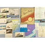 WHITE STAR LINE EPHEMERA - 1930s including RMS Samaria menus, postcards of RMS Queen Mary with