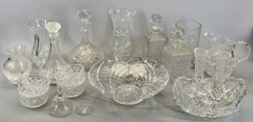 CUT GLASSWARE - a collection, fruit bowl, 31cms diameter, oval bowl, 13 x 26 x 16cms, pair of square