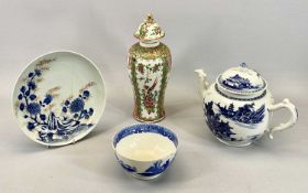 CHINESE BLUE & WHITE EXPORT TEAPOT - late 19th/early 20th century, of globular form with molded