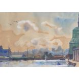 JEAN ALEXANDER (British 1911 - 1994) watercolour - 'Ipswich Docks 1977', signed in pencil, 25 x